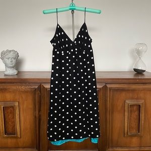Vintage Positive Attitude Black & Blue Dress with a white Polka Dots | Size 12